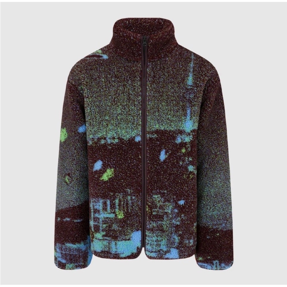 Sundae School Namsan Tower Fleece Jacket Multicolor Alien Space Zip Up Mens M‎